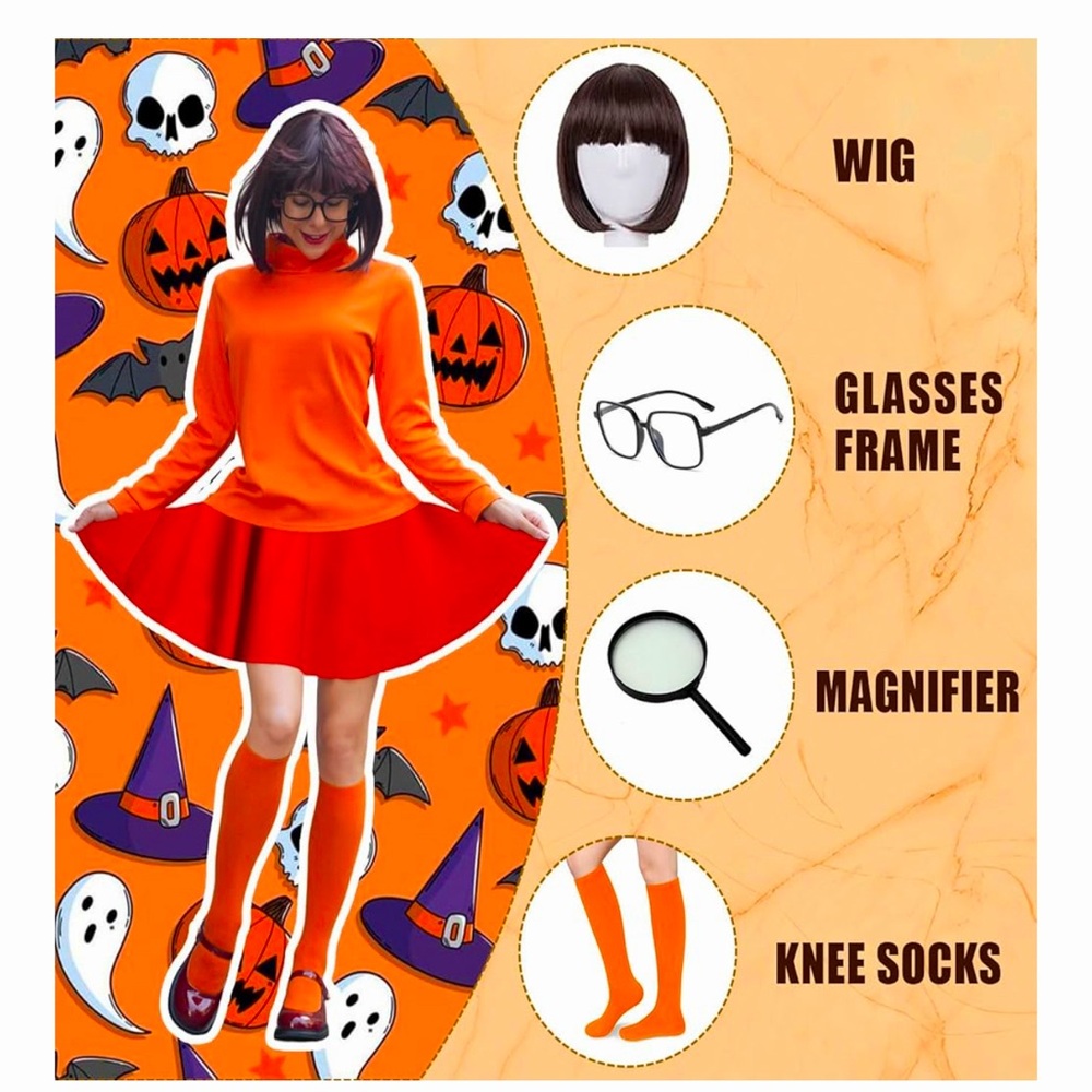 Velma scooby doo cosplay Halloween set
